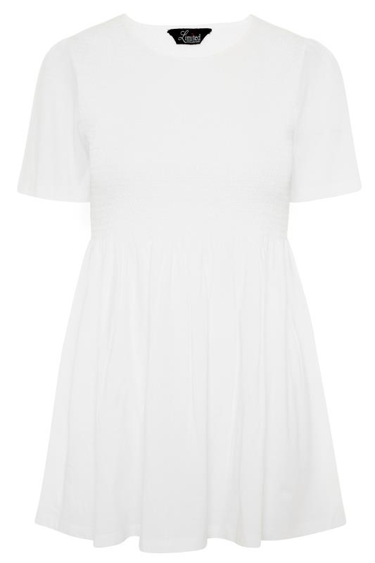 LIMITED COLLECTION Curve White Shirred Peplum Top 6