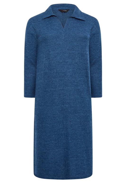Plus Size Blue Soft Touch Open Collar Midi Dress | Yours Clothing  7
