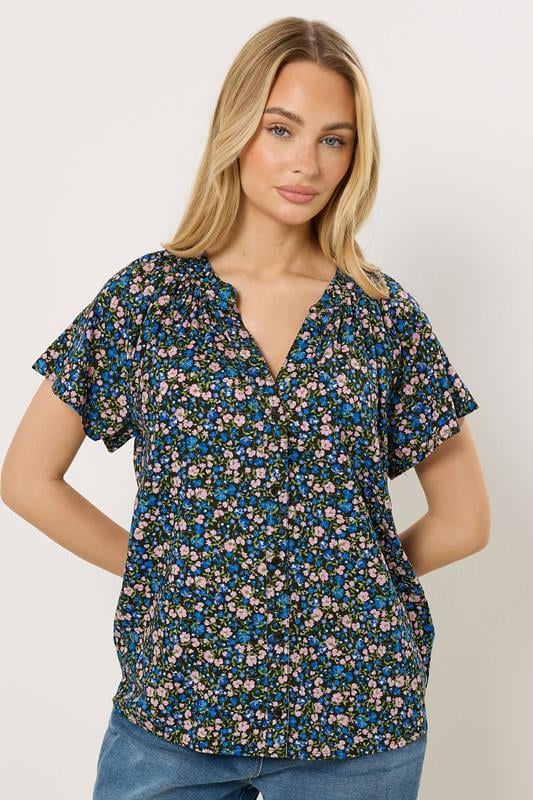  M&Co Chemisier boutonné noir à petites fleurs