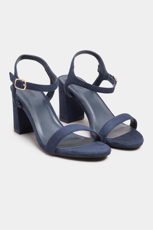 LIMITED COLLECTION Navy Blue Block Heel Sandal In Extra Wide EEE Fit 2