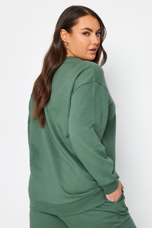 YOURS Plus Size Green Crew Neck Sweatshirt | Yours Clothing 4