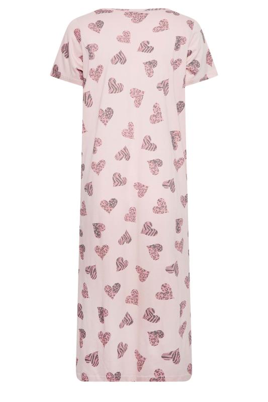 YOURS Curve Plus Size Pink Animal Heart Print Midaxi Nightdress | Yours Clothing  6