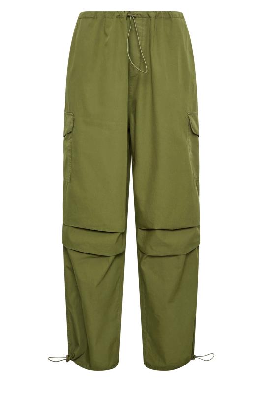 YOURS Curve Plus Size Khaki Green Cuffed Parachute Trousers | Yours Clothing  6