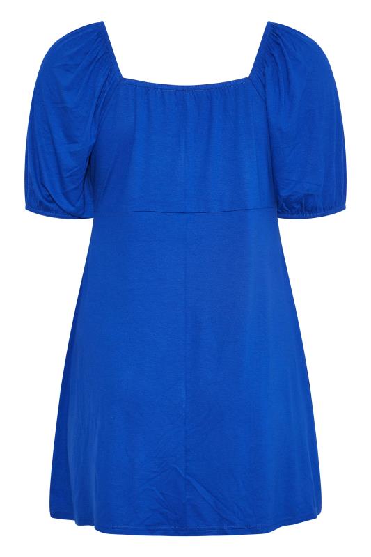LIMITED COLLECTION Curve Cobalt Blue Puff Sleeve Ruched Top_Y.jpg
