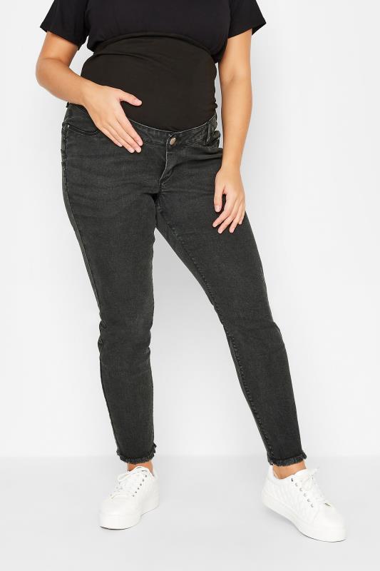 BUMP IT UP MATERNITY Curve Washed Black Push Up AVA Jeans 1