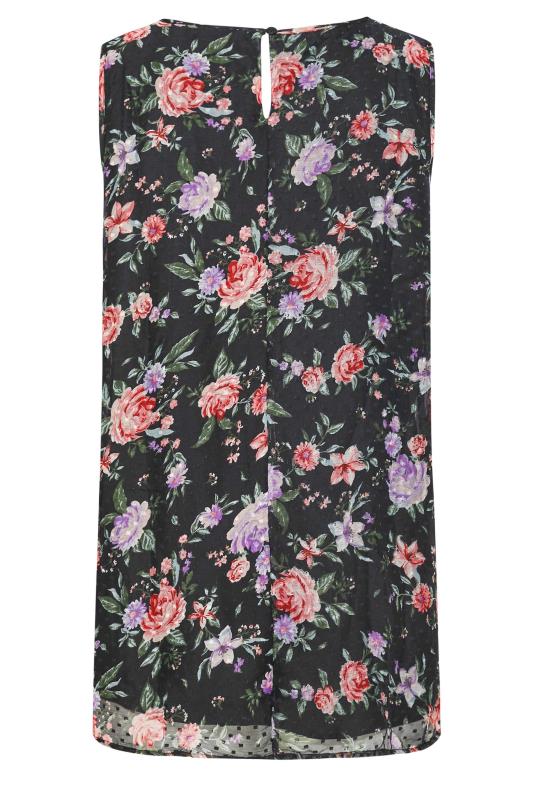 Plus Size Black Floral Print Pleat Front Sleeveless Blouse | Yours Clothing  7