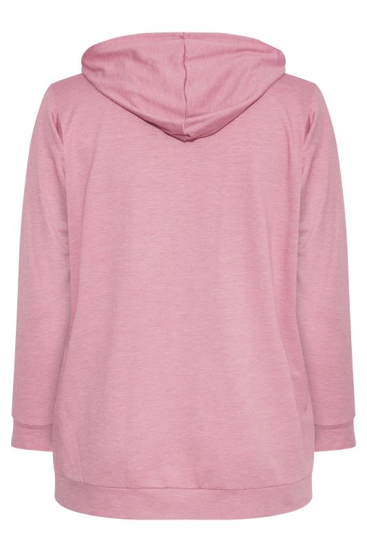 Plus Size Pink Marl Zip Through Hoodie | Yours Clothing 7