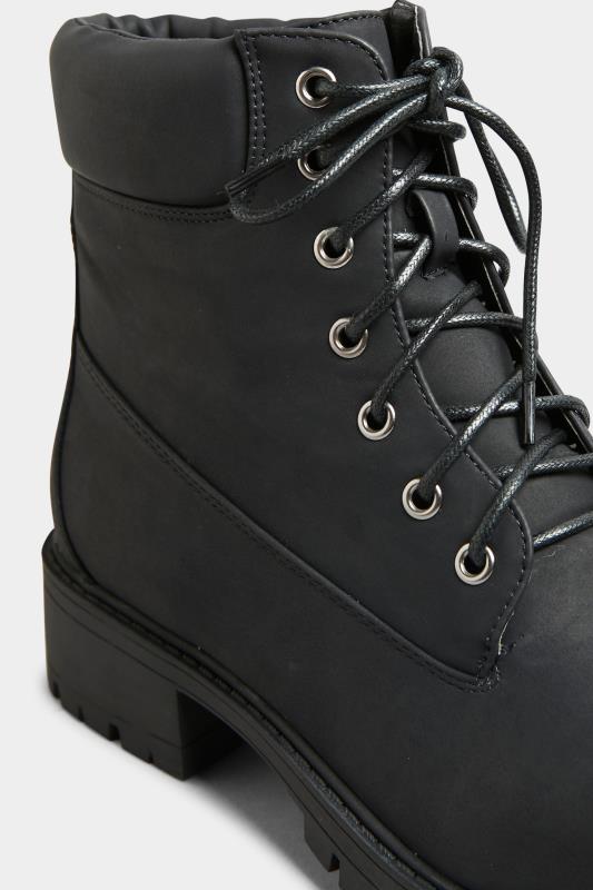Black Chunky Lace Up Boots In Wide EE Fit & Extra Wide EEE Fit | Yours Clothing 5