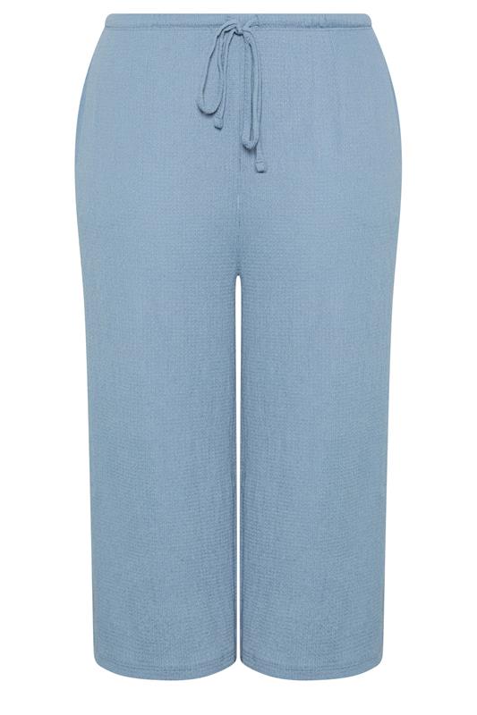 YOURS Plus Size Light Blue Crinkle Culottes | Yours Clothing 5