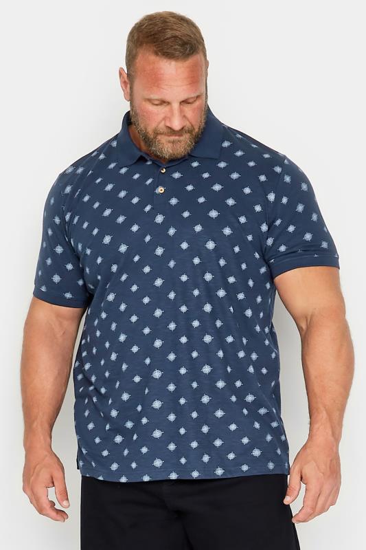 Men's  BadRhino Big & Tall Navy Blue Compass Print Polo Shirt