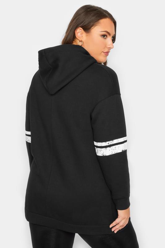 Curve Plus Size Black & White 'Calfornia West Side 1967' Slogan Varsity Hoodie | Yours Clothing 3