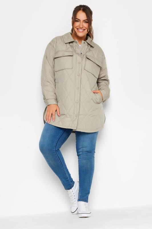 YOURS Plus Size Grey Quilted Jacket | Yours Clothing 2
