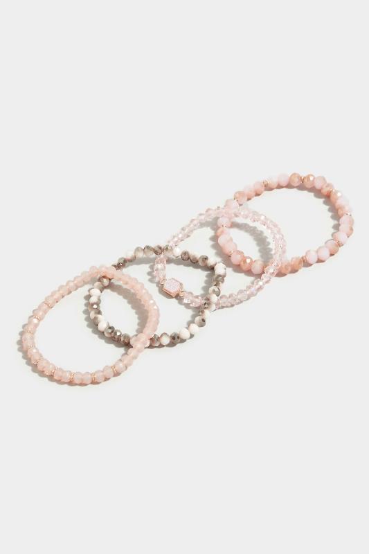 4 PACK Pink Mixed Stone Bracelet Set | Yours Clothing 2