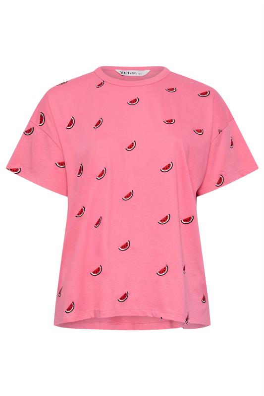 LIMITED COLLECTION Plus Size Pink Embroidered Watermelon T-Shirt | Yours Clothing 5