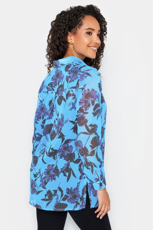 M&Co Blue Floral Print Longline Shirt | M&Co 4