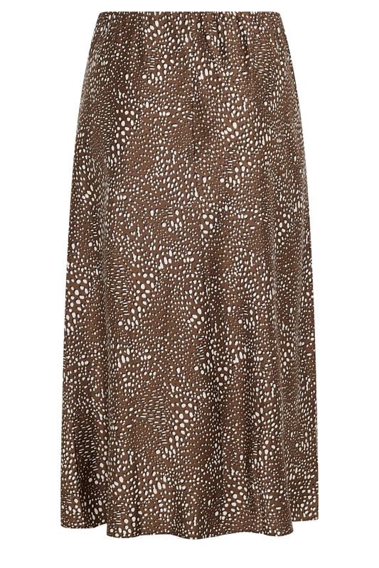 YOURS Plus Size Chocolate Brown Deer Print Satin Skirt | Yours Clothing 6