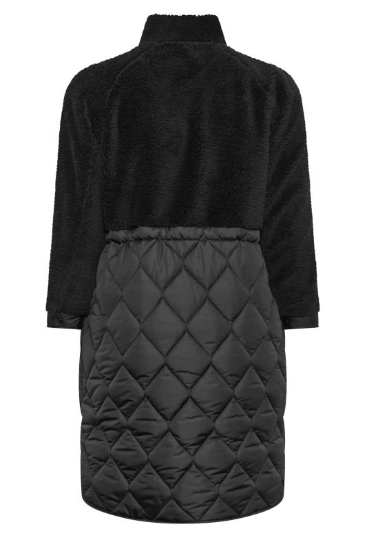 YOURS Plus Size Black Quilted Teddy Coat | Yours Clothing 8