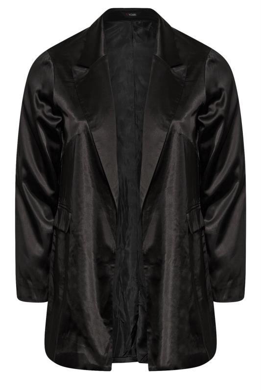 Plus Size Black Satin Blazer | Yours Clothing 5