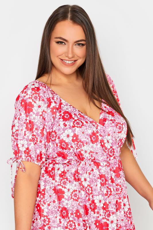 YOURS Plus Size Pink Floral Print Midi Dress | Yours Clothing 4