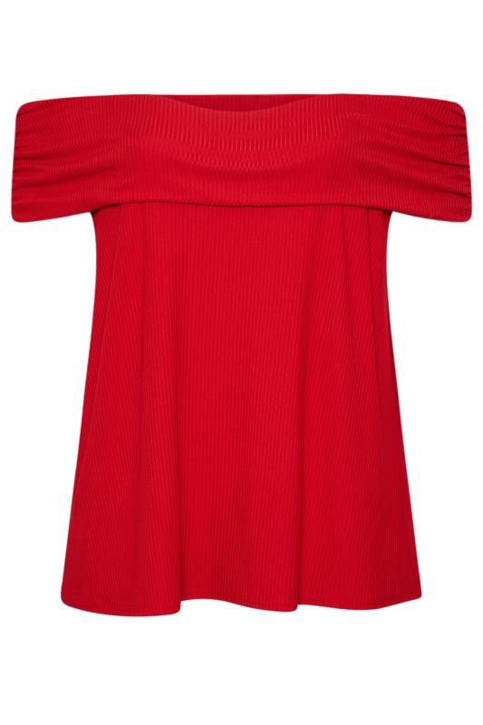 LIMITED COLLECTION Plus Size Red Bardot Top | Yours Clothing 5