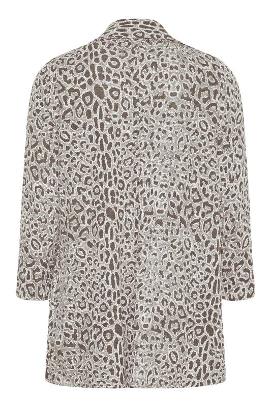 Plus Size Grey Leopard Print Longline Blazer | Yours Clothing 7