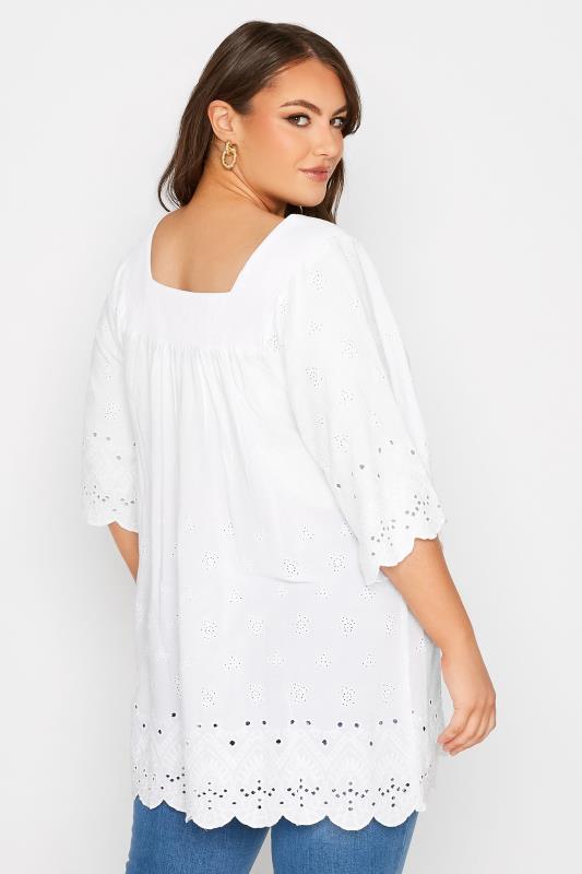 Curve White Broderie Anglaise Square Neck Top 3