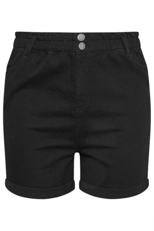 YOURS Plus Size Black Elasticated Stretch Denim Shorts | Yours Clothing 5
