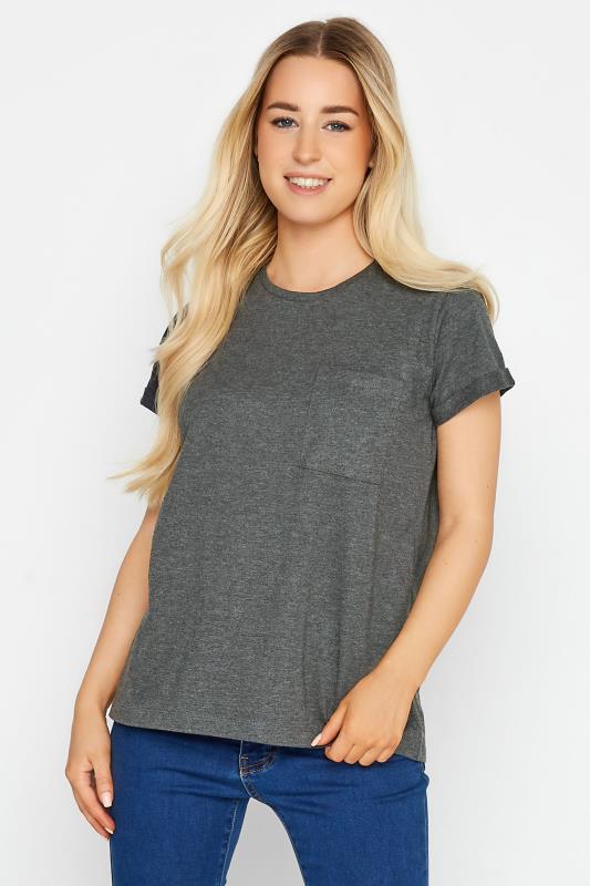 Petite Grey Short Sleeve Pocket T-Shirt | PixieGirl  1