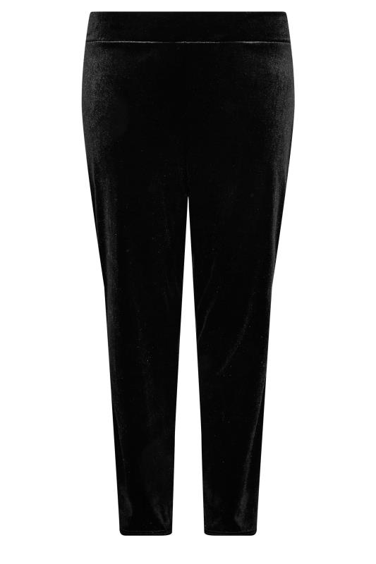 Plus Size Black Velvet Stretch Tapered Trousers | Yours Clothing 4