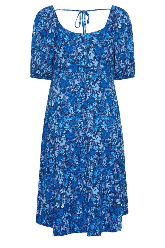 YOURS Plus Size Blue Ditsy Print Square Neck Midaxi Dress | Yours Clothing 7
