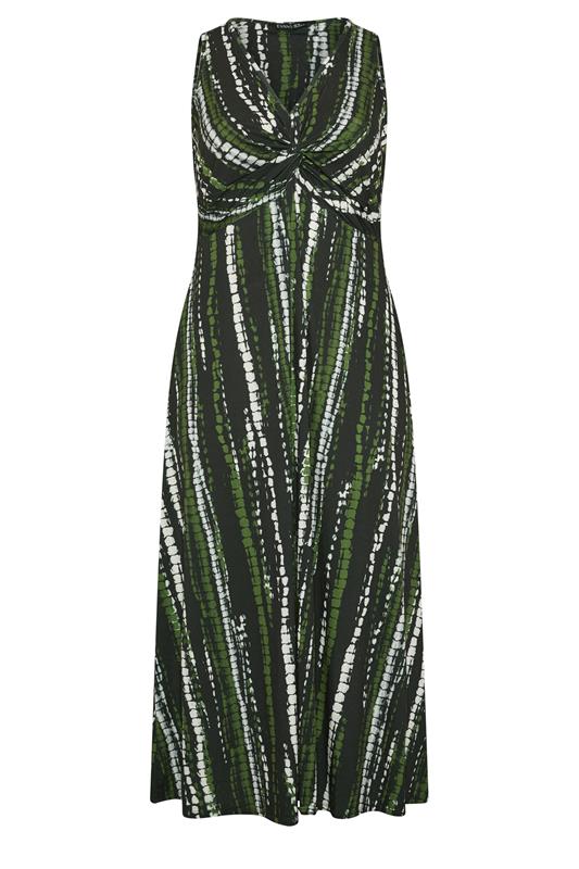 EVANS Plus Size Black & Khaki Tie Dye Knot Front Maxi Dress | Evans 5