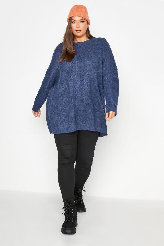 Curve Blue Oversized Knitted Jumper 2