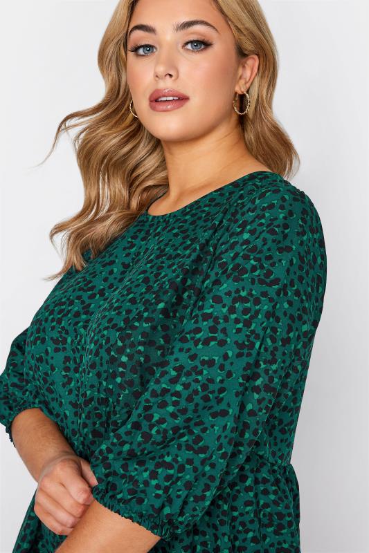 LIMITED COLLECTION Plus Size Emerald Green Dalmatian Print Top | Yours Clothing 4