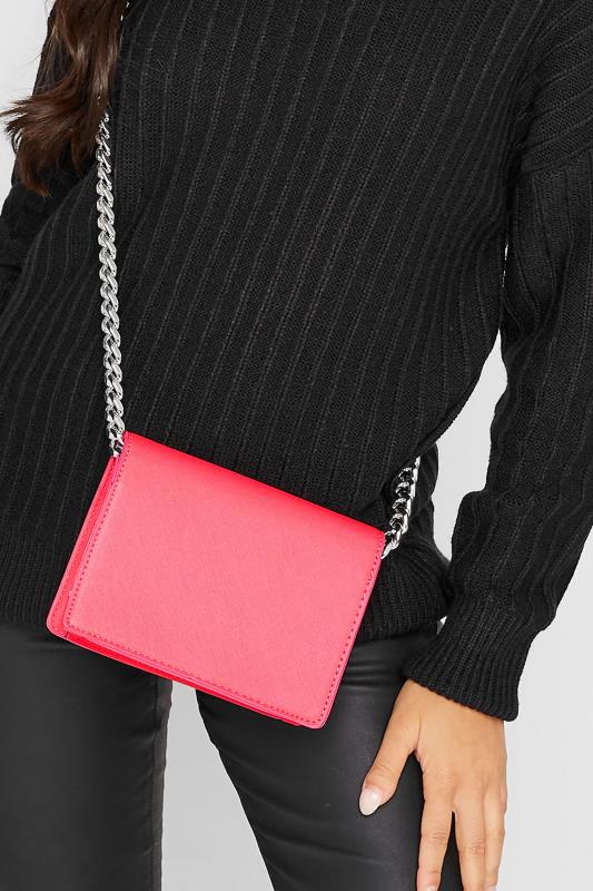 Plus Size Pink Chunky Chain Crossbody Bag | Yours Clothing 1