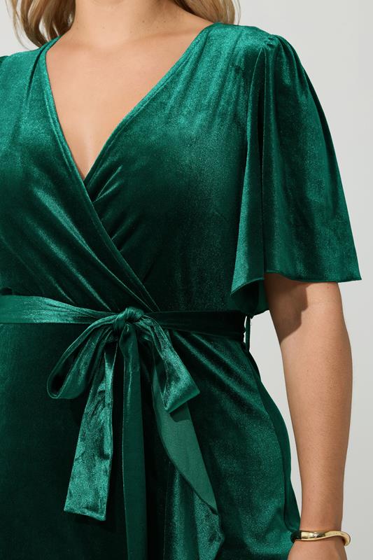 plus size green velvet dress Yours London Women's Wrap Size 10 front slit