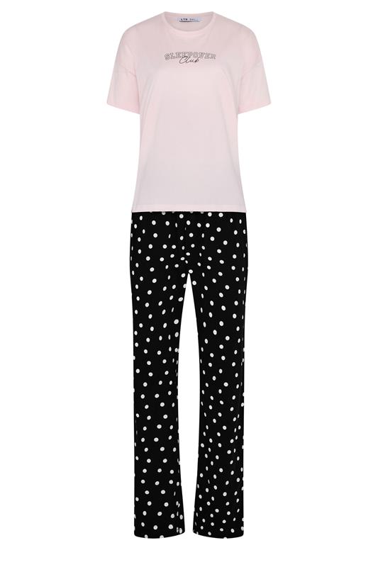 LTS Tall Women's Pink 'Sleepover Club' Slogan Cotton Wide Leg Pyjama Set | Long Tall Sally 5
