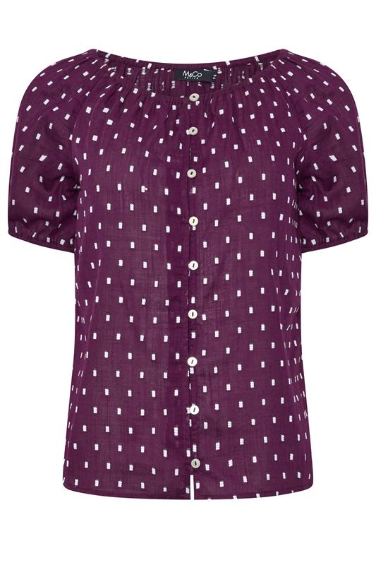M&Co Petite Women's Purple Dobby Button Blouse | M&Co 5