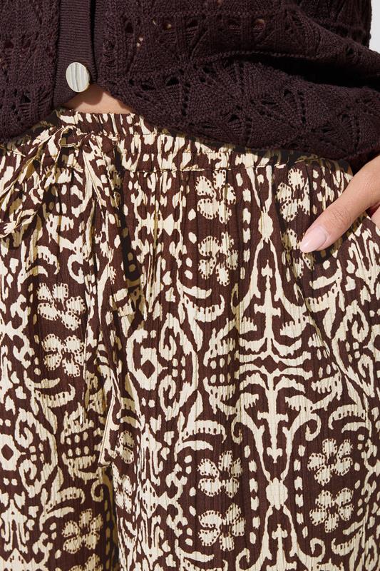 LIMITED COLLECTION Plus Size Brown Abstract Wide Leg Trousers | Yours Clothing 4