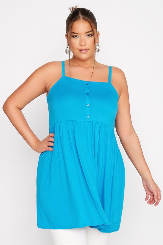 LIMITED COLLECTION Curve Blue Button Detail Cami Top 5