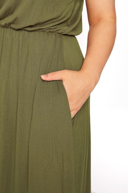 YOURS LONDON Curve Khaki Green Pocket Maxi Dress_D.jpg
