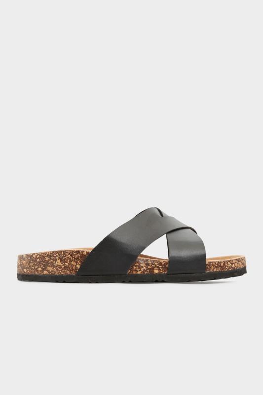 Black Cross Strap Sandals In Extra Wide EEE Fit 2
