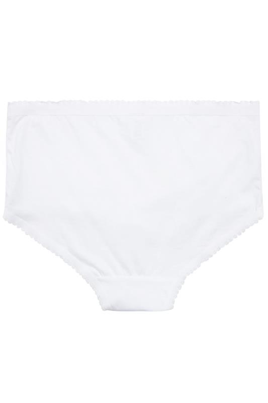 5 PACK Curve White Cotton High Waisted Full Briefs | Yours Clothing 5