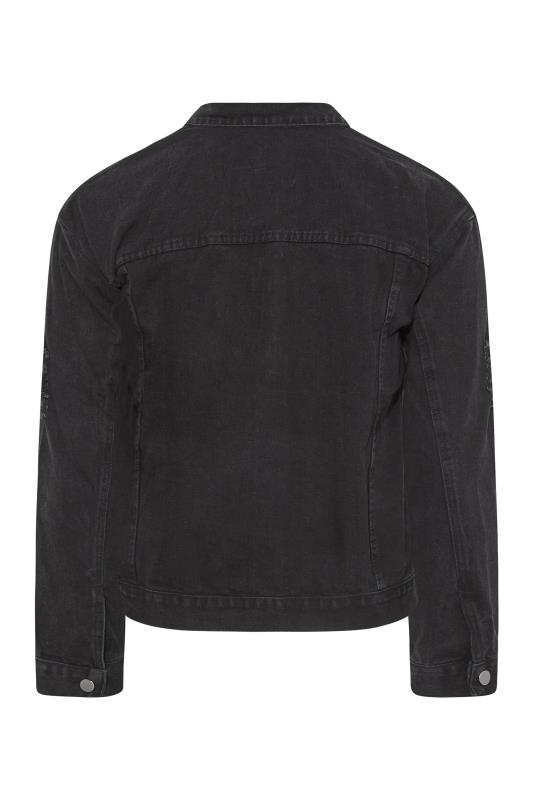 Plus Size Black Washed Distressed Denim Jacket | Yours Clothing 7