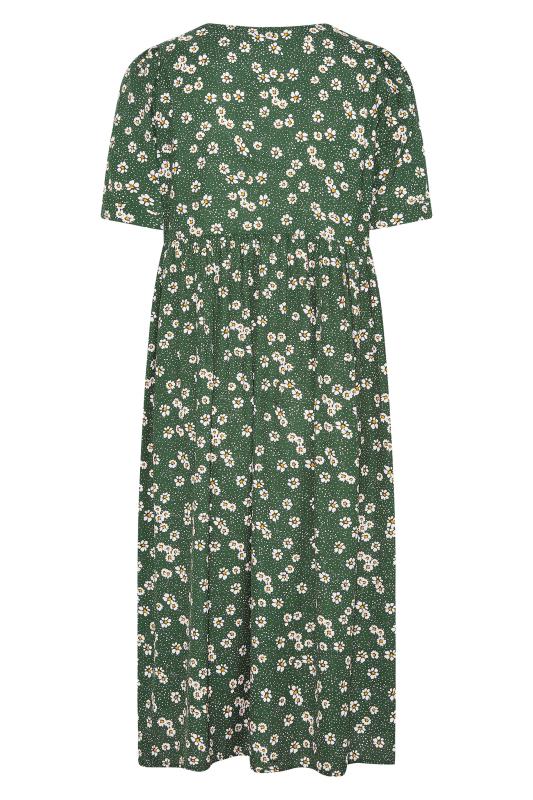 LIMITED COLLECTION Plus Size Green Floral Drop Pocket Smock Dress | Yours Clothing  7