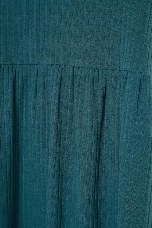 LIMITED COLLECTION Curve Teal Green Ribbed Midaxi Dress 5