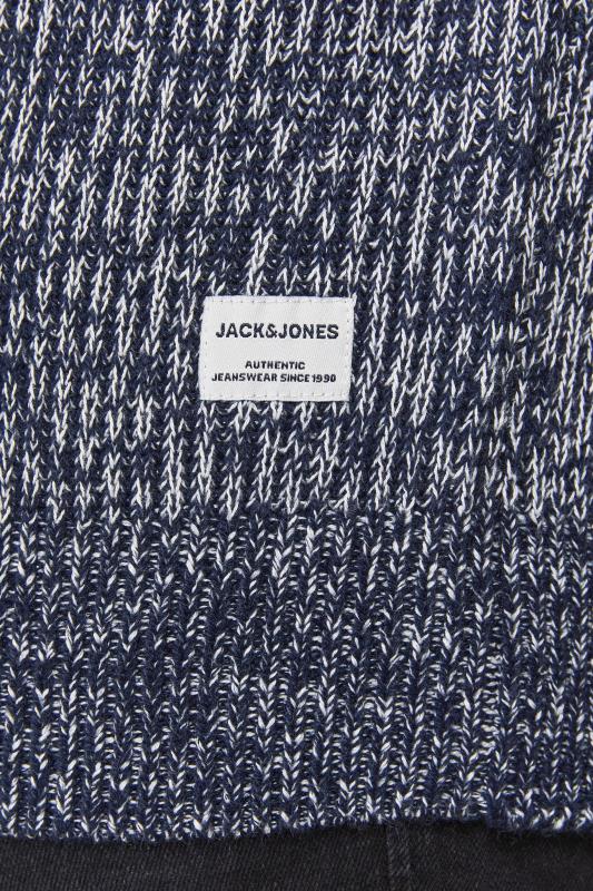 JACK & JONES Navy Blue Marl Knitted Crew Neck Jumper | Yours Clothing 3