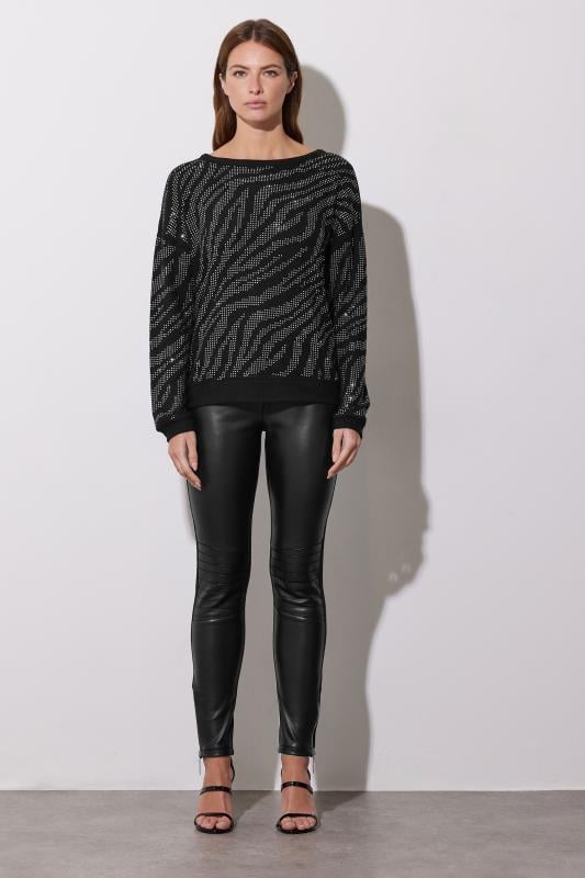 STAR Black Animal Diamante Embellished Jumper | StarByJM 3