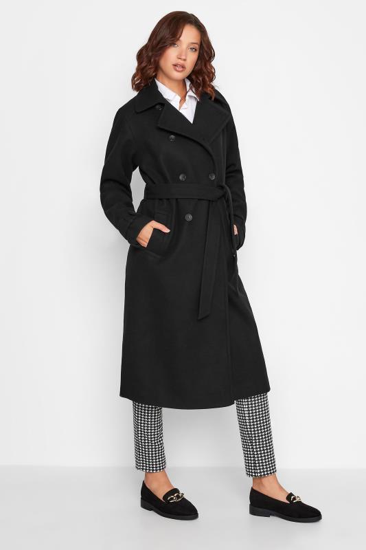 LTS Tall Black Formal Trench Coat 1