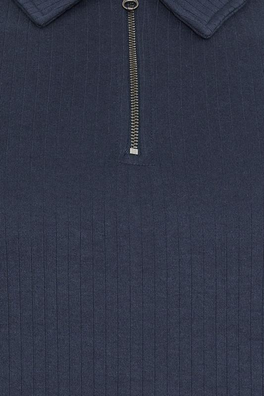 BadRhino Big & Tall Navy Blue Jacquard Zip Neck Polo Shirt | BadRhino 2
