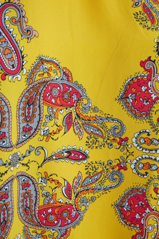 Plus Size Yellow Paisley Print Short Sleeve Top | Yours Clothing  6